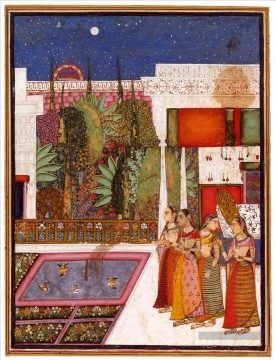 Populaire indienne œuvres - Quatre femmes dans un jardin du palais de l’Inde